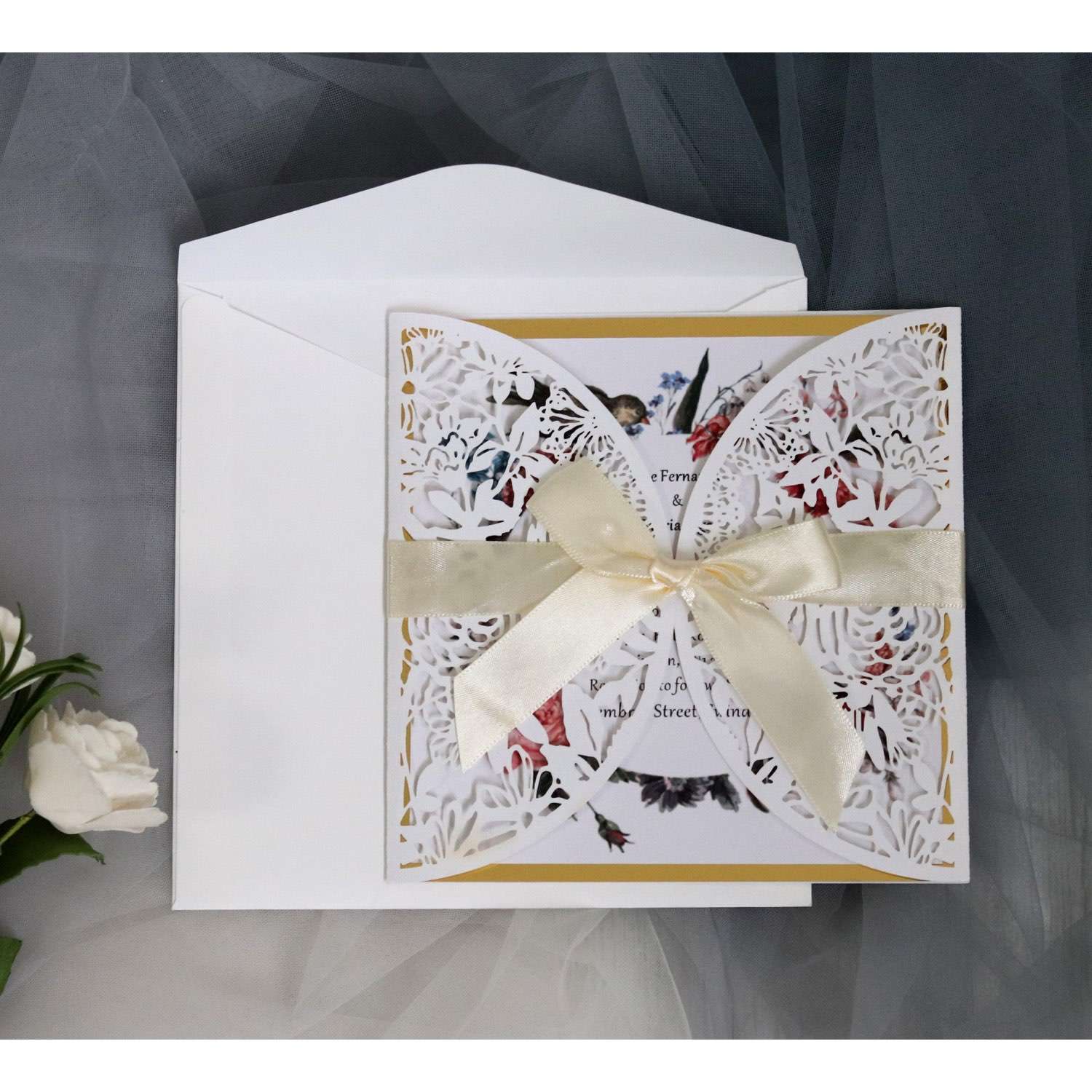Square Annual Meeting Invitation Thanksgiving Day Greeting Card Customization Rose Pattern